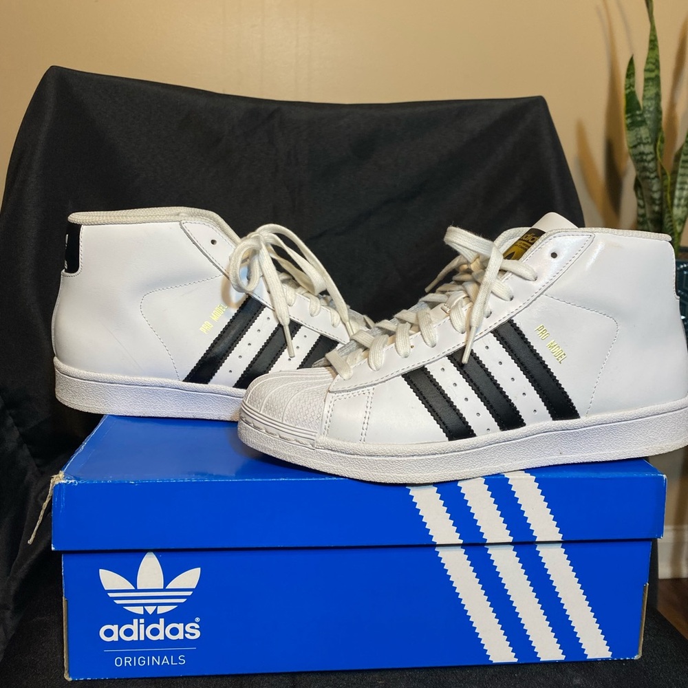 adidas Originals White and Black High-Top Sneakers
